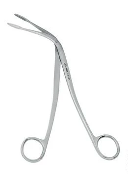 Щипцы гортанные для извлечения инородных тел  изогнутые 200 мм:uz:Chet jismni olish uchun kavisli laringeal forseps 200 mm