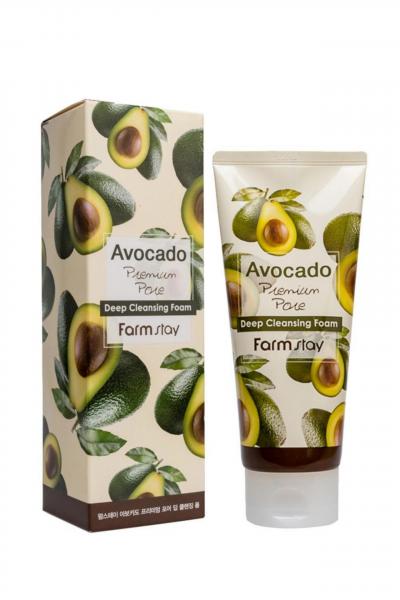 Очищающая пенка с экстрактом авокадо avocado premium pore deep cleansing foam 5522 FarmStay (Корея):uz:Avakado ekstrakti bilan tozalovchi ko'pik avakado premium pore chuqur tozalovchi ko'pik 5522 FarmStay (Koreya)