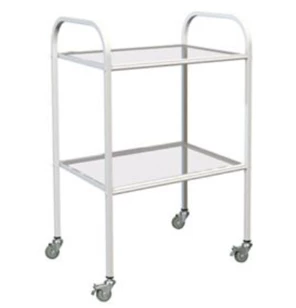 Медицинский инструментальный столик (передвижной, со стеклянной полкой):uz:Tibbiy asboblar stoli (ko'chma, shisha tokchali)