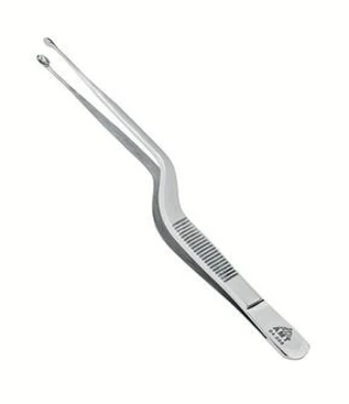 Пинцет ушной штыковидный с рабочей частью ложкообразной формы 140x2,5 мм:uz:Qoshiq shaklidagi ish qismi 140x2,5 mm bo'lgan süngü shaklidagi quloq cımbızları