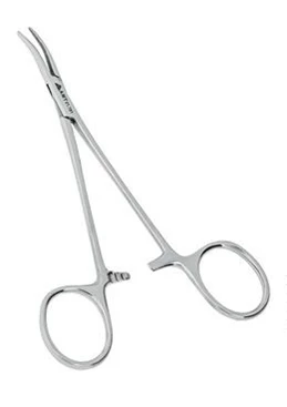 Зажим кровоостанавливающий «Москит» горизонтально-изогнутый для новорожденных 125 мм:uz:Yangi tug'ilgan chaqaloqlar uchun gorizontal kavisli "Moskit" gemostatik qisqich 125 mm