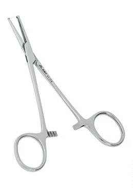 Зажим кровоостанавливающий 1х2 зубый зубчатый, прямой для новорожденных 125 мм:uz:Gemostatik qisqich 1x2 tishli tishli, yangi tug'ilgan chaqaloqlar uchun to'g'ri 125 mm