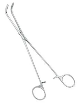 Зажим  жесткий для пищевода изогнутый 280 мм:uz:Qizilo'ngach uchun qattiq qisqich kavisli 280 mm