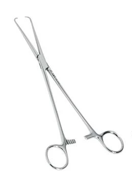 Щипцы маточные однозубые (пулевые) для оттягивания тела матки 250 мм:uz:Bachadon tanasini tortish uchun bir tishli (o'q) bachadon forsepslari 250 mm