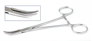 Зажим кровоостанавливающий изогнутый по полости типа Москит 150 мм:uz:Gemostatik qisqich, bo'shliq bo'ylab kavisli, Mosquito turi 150 mm