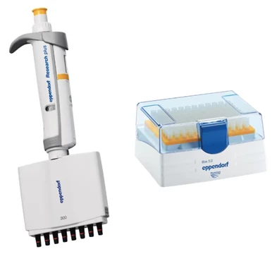 Дозатор Eppendorf Research(R) plus, 8-канальный, c регулируемым объемом 30-300мкл, оранжевый:uz:Eppendorf Research(R) plus pipetka, 8-kanal, hajmi sozlanishi 30-300 µl, apelsin