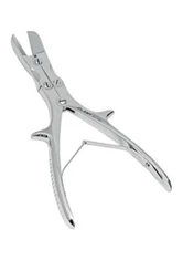 Щипцы костные-кусачки шарнирные с  двойной передачей изогнутые по плоскости, 225 мм (с прямыми губками):uz:Samolyot bo'ylab egilgan qo'shaloq uzatmali menteşeli suyak nippers, 225 mm (to'g'ri jag'lari bilan)