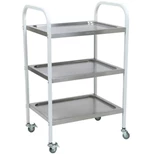 Медицинский  инстуриментальный стол с тремя полками (стальной):uz:Uchta javonli tibbiy asboblar stoli (po'lat)