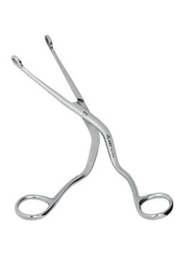 Щипцы для тампонирования горла  и глотки изогнутые 165 мм:uz:Egri tomoq va farenks tampon forsepslari 165 mm