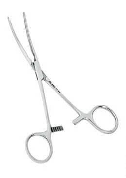 Зажим кишечный эластичный  для детей изогнутый 161 мм:uz:161 mm kavisli bolalar uchun elastik ichak qisqichi