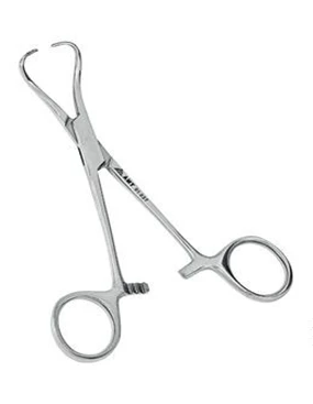 Зажим с кремальерой для операционного белья 146 мм:uz:146 mm jarrohlik zig'ir uchun tokcha bilan qisqich