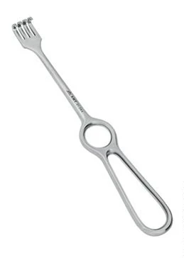 Крючок хирургический четырехзубый тупой:uz:To'mtoq to'rt qirrali jarrohlik ilgagi