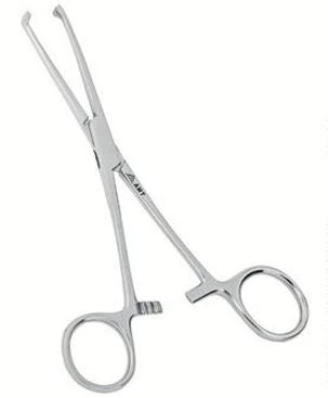 Щипцы маточные з-хзубые изогнутые для оттягивания тела матки 260 мм:uz:Bachadon tanasini 260 mm tortish uchun 3 qirrali kavisli bachadon forsepslari