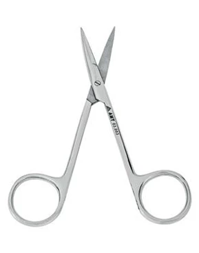 Ножницы глазные тупоконечные прямые 113 мм:uz:To'mtoq tekis ko'zli qaychi 113 mm