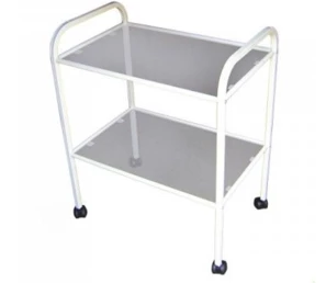 Медицинский манипуляционный столик (передвижной, с двумя полками из нержавеющей стали):uz:Tibbiy manipulyatsiya stoli (ko'chma, ikkita zanglamaydigan po'latdan yasalgan javon bilan)