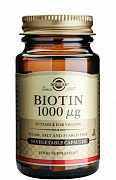 Sog'lom teri va sochlar uchun biotin tabletkalari Solgar Biotin 1000mg (250 dona)