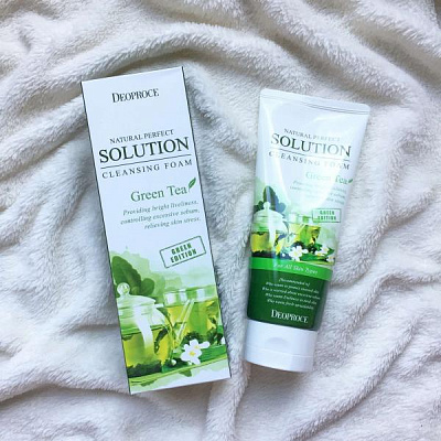 Пенка для умывания зеленый чай natural perfect solution cleansing foam greentea 5526 Deoproce (Корея):uz:Yashil choyni yuvish uchun ko'pik tabiiy mukammal tozalovchi ko'pik Greentea 5526 Deoproce (Koreya)