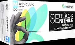 Перчатки нитриловые, смотровые, нестерильные, черные.  M L Bergamot (Бергамот)