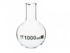 Dumaloq tubli kolba 1000 ml jant, tor tomoq, borosilikat shisha