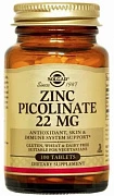 Sink pikolinat Solgar Zinc Picolinate 22mg (100 ta)