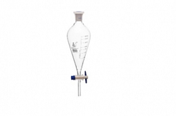 1000 ml bo'linadigan huni, borosilikat shisha, nok shaklidagi, 29/32 zımpara bilan, plastik Mantar va PTFE musluğ