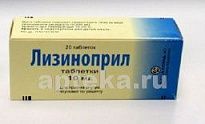 LIZINOPRIL 0,01 tabletkalari N20