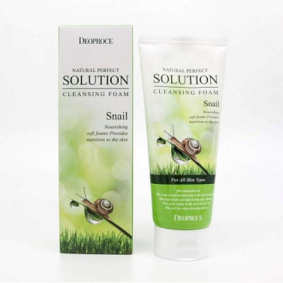 Пенка для умывания с улиточным муцином natural perfect solution cleansing foam snail 5528 Deoproce (Корея):uz:Salyangoz musin bilan yuvish uchun ko'pik, tabiiy mukammal eritma tozalovchi ko'pikli salyangoz 5528 Deoproce (Koreya)