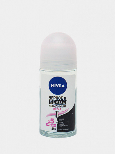 Дезодорант роликовый Nivea Черное и белое, невидимый, clear, 50 мл