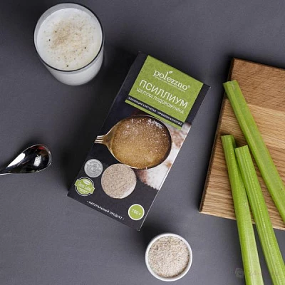 Псиллиум цельный шелуха семян подорожника, 100 г:uz:Polezzno Psyllium butun Psyllium urug'i qobig'i, 100 g