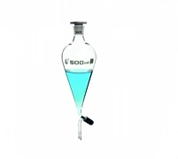 Ajratuvchi huni 1000 ml gradusli, borosilikat shisha, nok shaklidagi, 29/32 silliqlash bilan, qulflash krani bilan