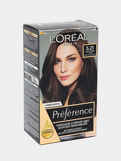 Краска для волос L'Oreal Preference, тон 5.21, нотр-дам, глубокий светло-каштановый