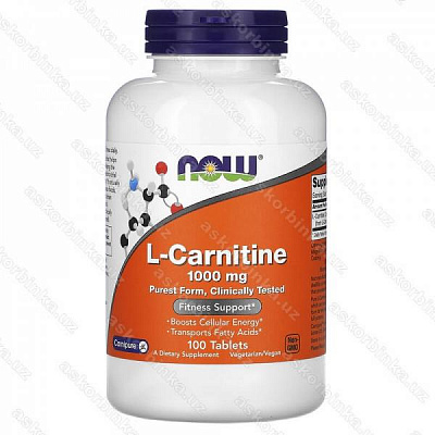 L-кapнитин Now Foods, 1000 мг, 100 тaблeтoк:uz:L-karnitin endi oziq-ovqat, 1000 mg, 100 planshetlar