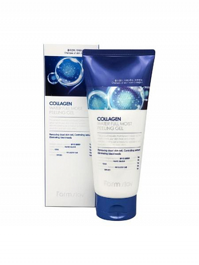 Увлажняющий пилинг-гель с коллагеном collagen water full moist peeling gel 5521 FarmStay (Корея):uz:Kollagenli kollagen suvli namlovchi peeling geli to'liq nam peeling geli 5521 FarmStay (Koreya)