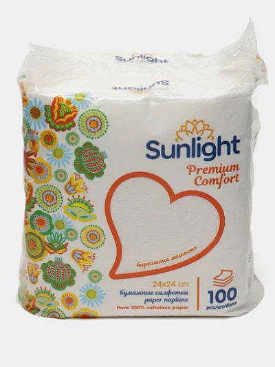 Салфетки Sunlight столовые 24х24 100шт