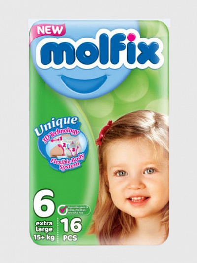 Подгузники Molfix Eco №6. 16 штук