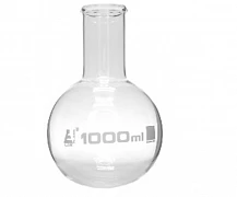 Dumaloq tubli kolba 1000 ml jant, keng tomoq, borosilikat shisha