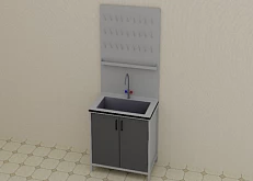 Лабораторный стол-мойка 1100*650*2000 мм:uz:Laboratoriya stoli-lavabo 1100*650*2000 mm