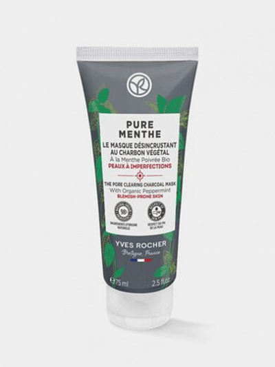 Очищающая поры маска с углём Yves Rocher Pure Menthe, 75 мл