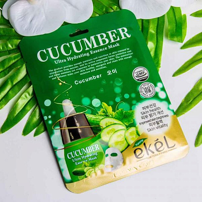 Тканевая маска с экстрактом огурца cucumber ultra hydrating essence mask 5534 Ekel (Корея):uz:Bodring ultra namlovchi mohiyati niqobi 5534 Ekel (Koreya)