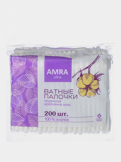 Ватные палочки AMRA, 200 шт