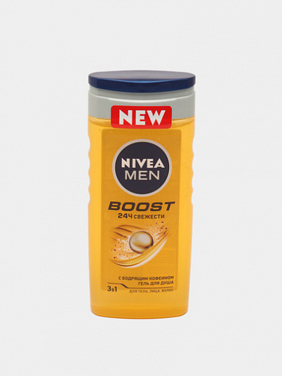 Гель для душа Nivea Men Boost, для лица, тела и волос, 250 мл