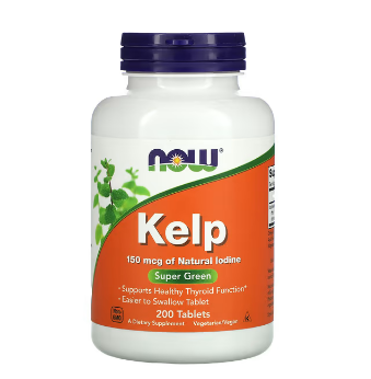 Now Foods, бурые водоросли, 150 мкг, 200 таблеток:uz:Now Foods, Kelp, 150 mkg, 200 Tabletkalar