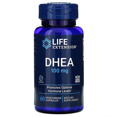 Life Extension, DHEA 100 мг, 60 вегетарианских капсул:uz:Hayotni uzaytirish, DHEA 100 mg, 60 Veg Kapsül