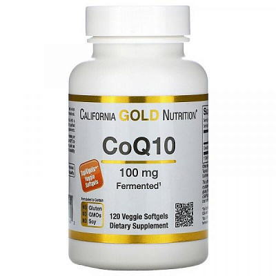 Коэнзим Q10, California Gold Nutrition, 100 мг, 120 растительных капсул:uz:Coenzyme Q10, California Gold Nutrition, 100 mg, 120 sabzavotli kapsulalar