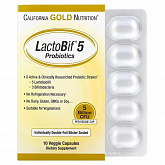 California Gold Nutrition, LactoBif, пробиотики, 5 млрд КОЕ, 10 растительных капсул:uz:California Gold Nutrition, LactoBif, Probiyotikalar, 5 milliard CFU, 10 sabzavotli kapsulalar