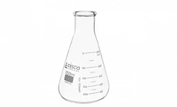 Erlenmeyer kolbasi 250 ml tor tomoq, ikki o'lchovli 