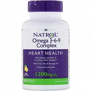 Natrol, Omega 3-6-9 kompleksi, limon, 1200 mg, 90 yumshoq jel