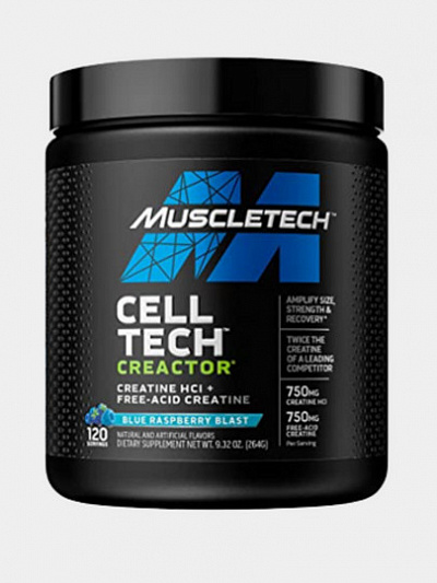 Креатин со свободной кислотой MuscleTech Черника, Cell Tech CREACTOR, Creatine HCI + 264г 